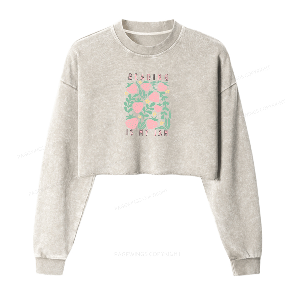 Pagewings Reading Is My Jam Washed Crop Sweatshirt