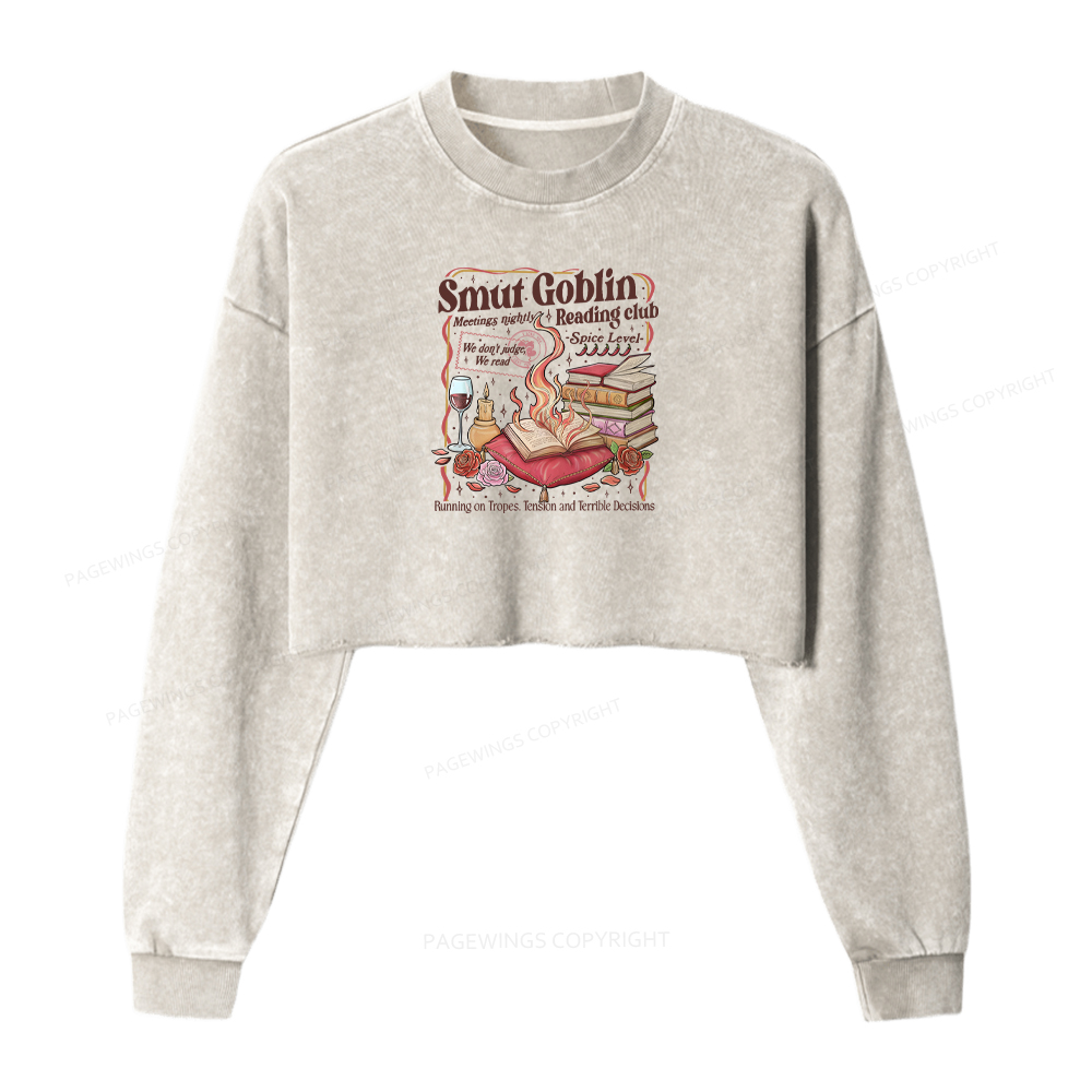 Pagewings Spicy Book Club Washed Crop Sweatshirt