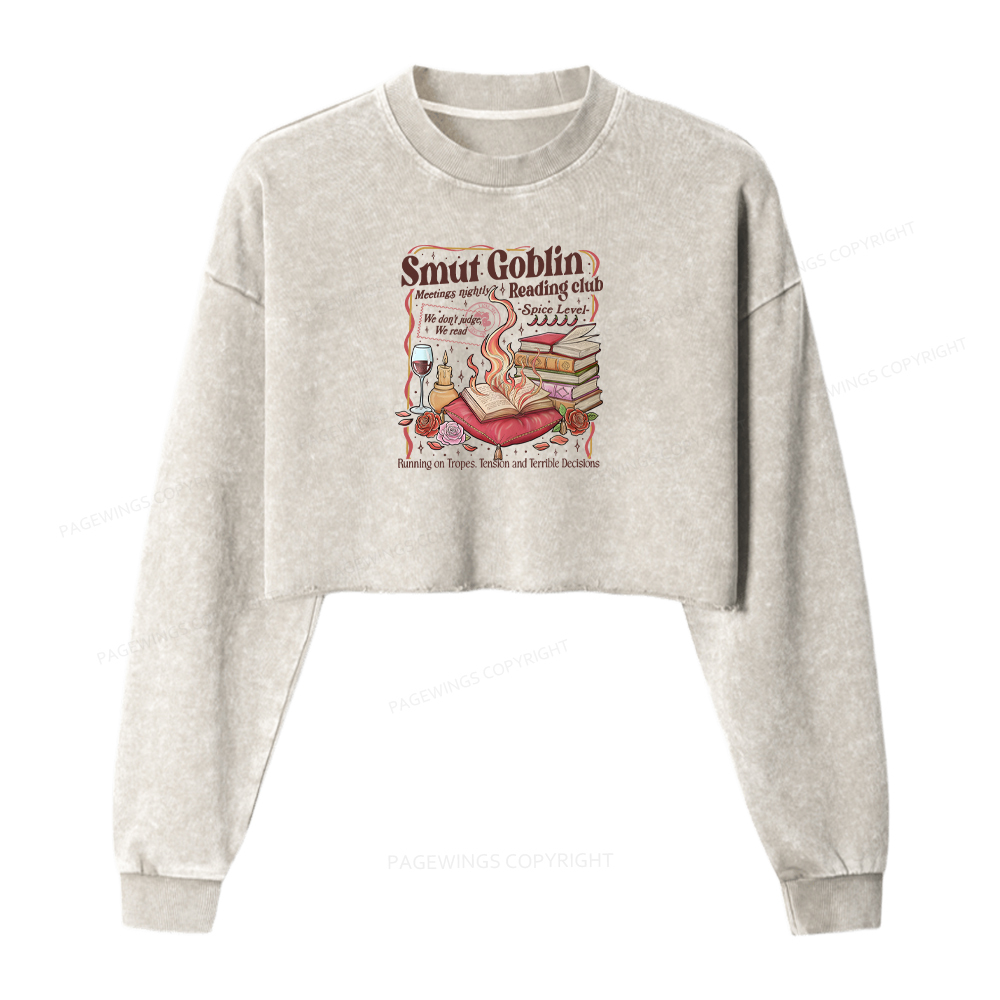 Pagewings Spicy Book Club Washed Crop Sweatshirt