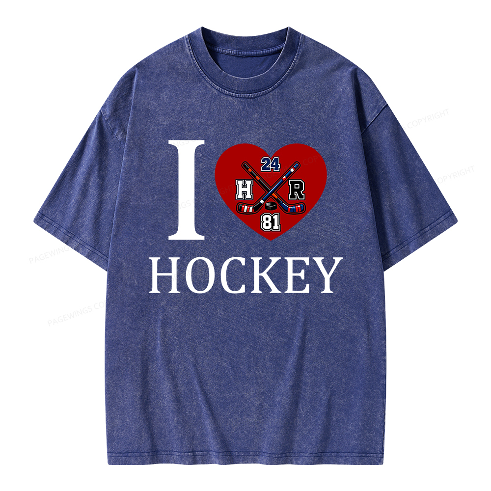 Pagewings I Heart Hockey Unisex Washed T-shirt
