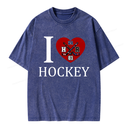 Pagewings I Heart Hockey Unisex Washed T-shirt