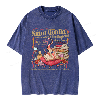 Pagewings Smut Goblin Dark Romance Bookish Unisex Washed T-shirt