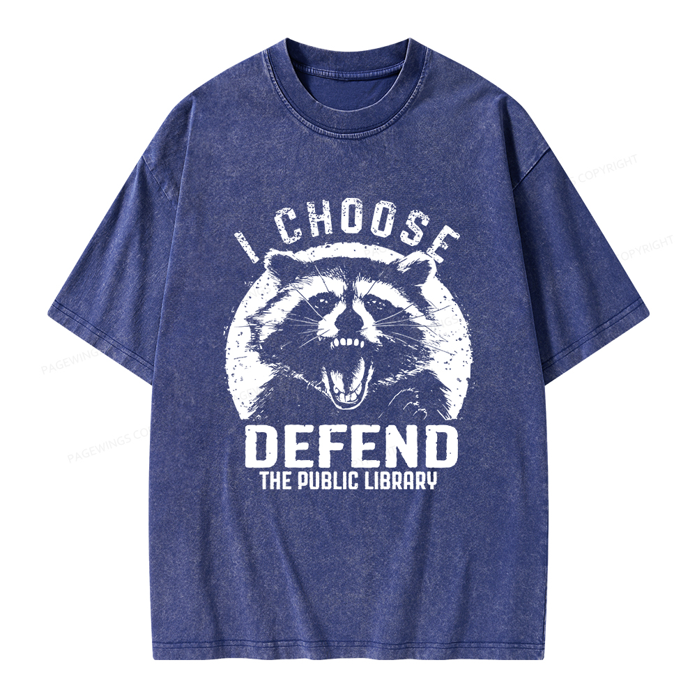 Pagewings I Choose Defend The Public Library Unisex Washed T-shirt