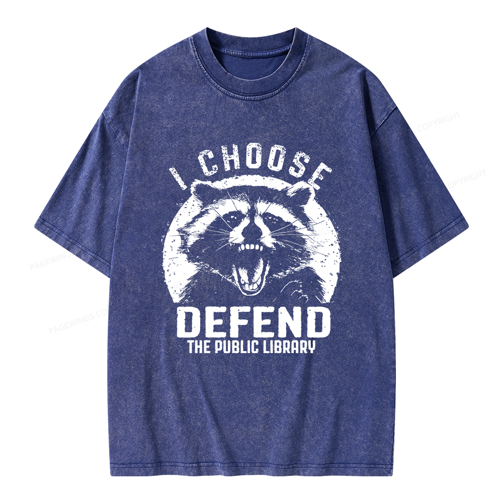 Pagewings I Choose Defend The Public Library Unisex Washed T-shirt