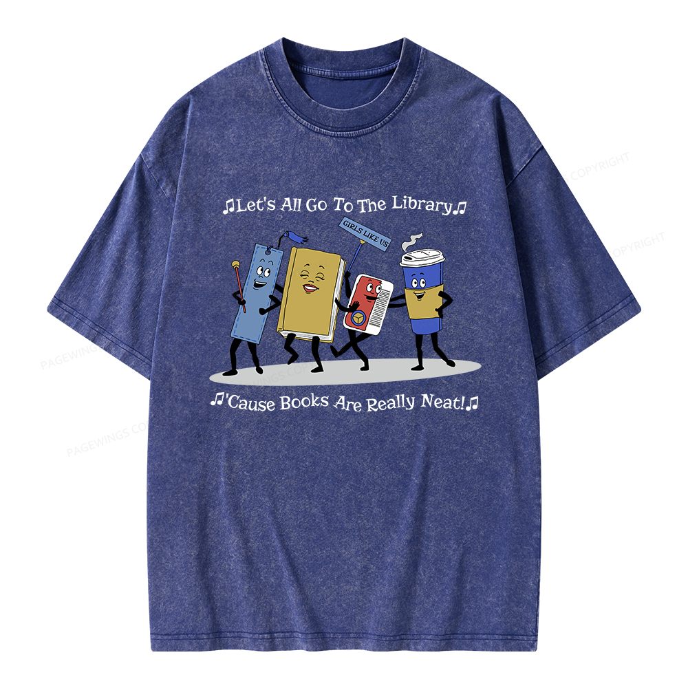 Pagewings Let's All Go To The Library Unisex Washed T-shirt