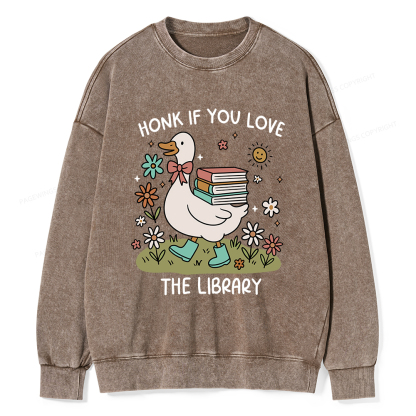 Pagewings Honk If You Love The Library Washed Sweatshirt