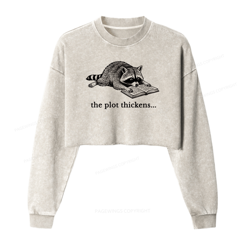 Pagewings The Plot Thickens Washed Crop Sweatshirt