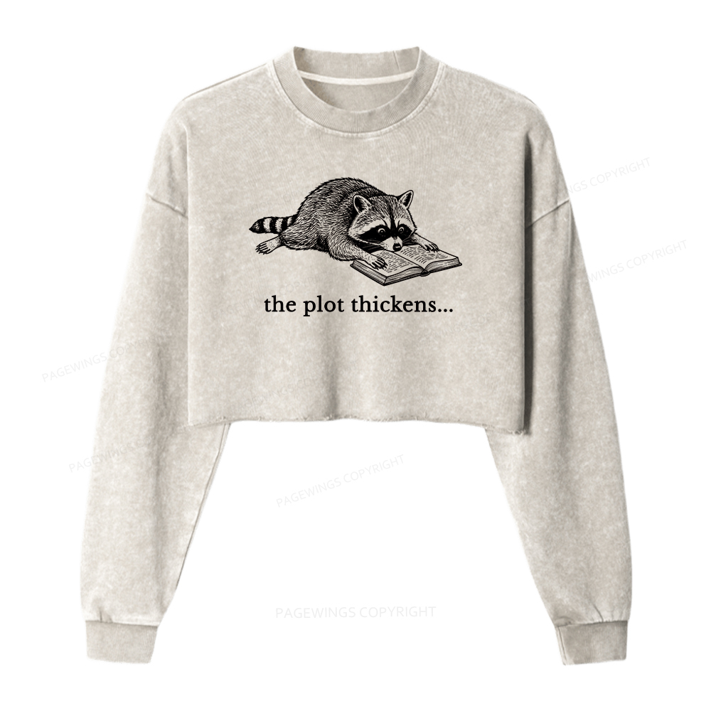 Pagewings The Plot Thickens Washed Crop Sweatshirt