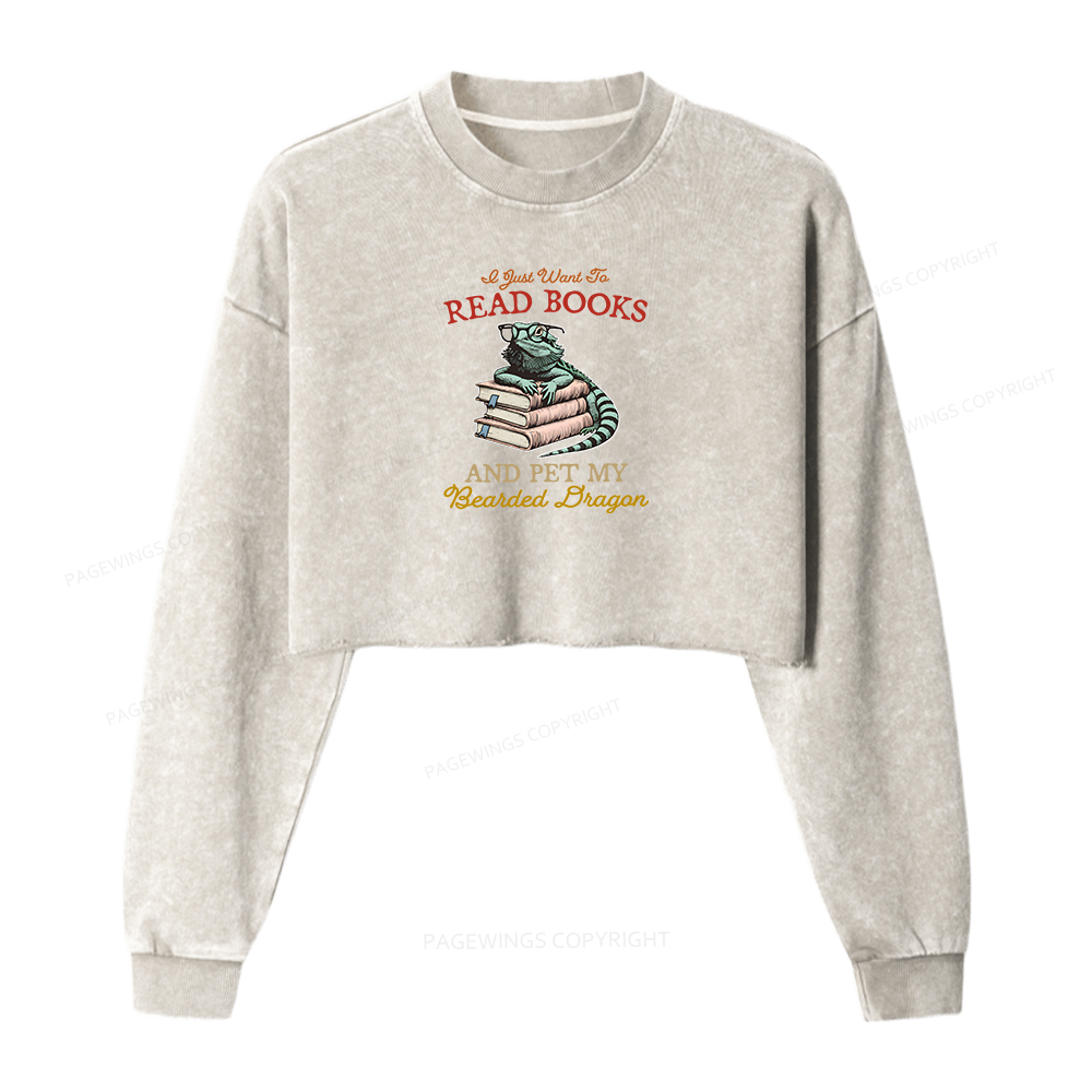 Pagewings I Just Want To Read Books Washed Crop Sweatshirt