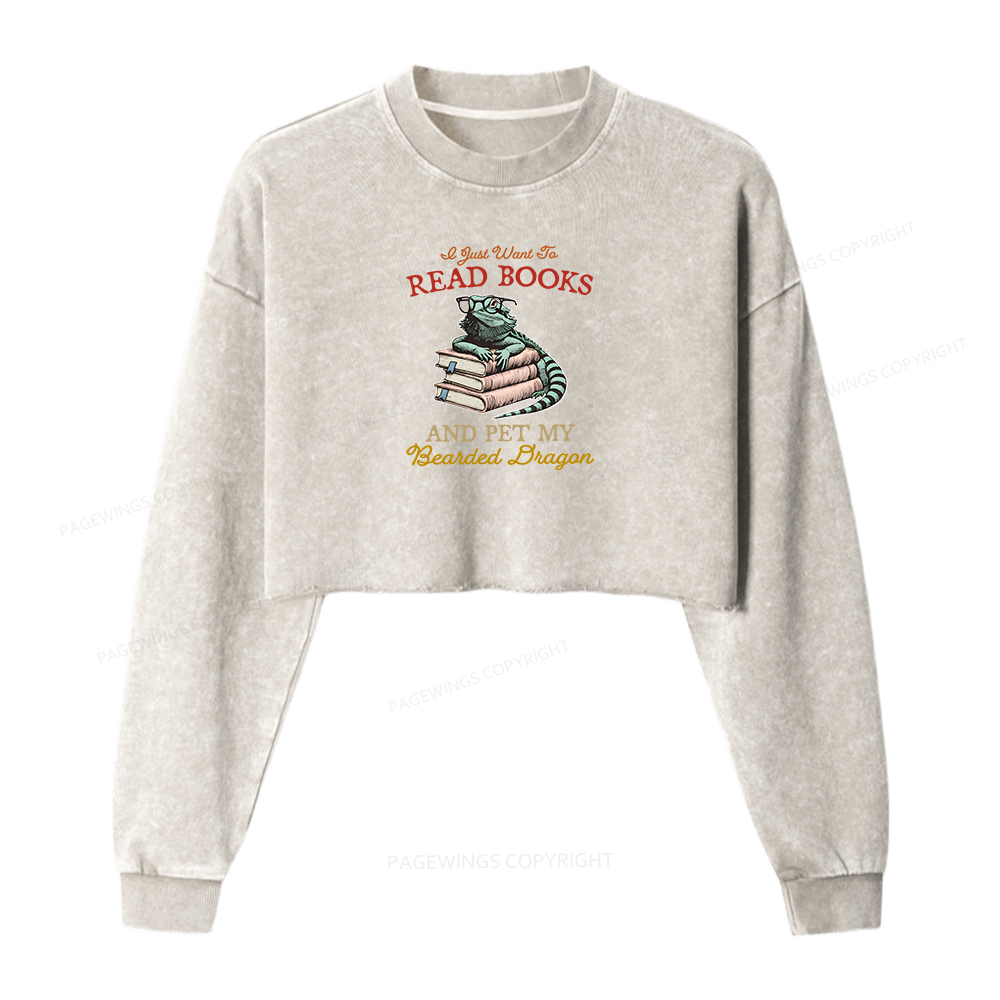 Pagewings I Just Want To Read Books Washed Crop Sweatshirt