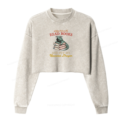 Pagewings I Just Want To Read Books Washed Crop Sweatshirt