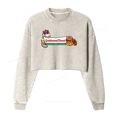 Pagewings Goddammit Donut Washed Crop Sweatshirt