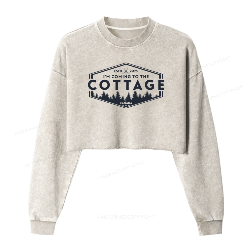 Pagewings Coming To The Cottage Washed Crop Sweatshirt