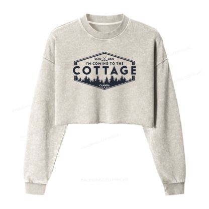 Pagewings Coming To The Cottage Washed Crop Sweatshirt