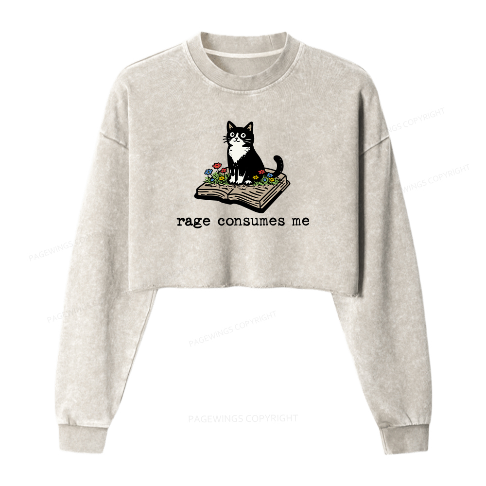 Pagewings Rage Consumes Me Washed Crop Sweatshirt