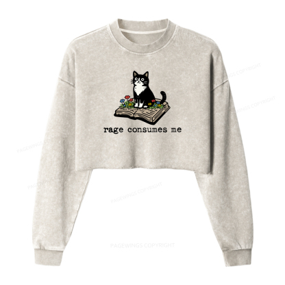Pagewings Rage Consumes Me Washed Crop Sweatshirt