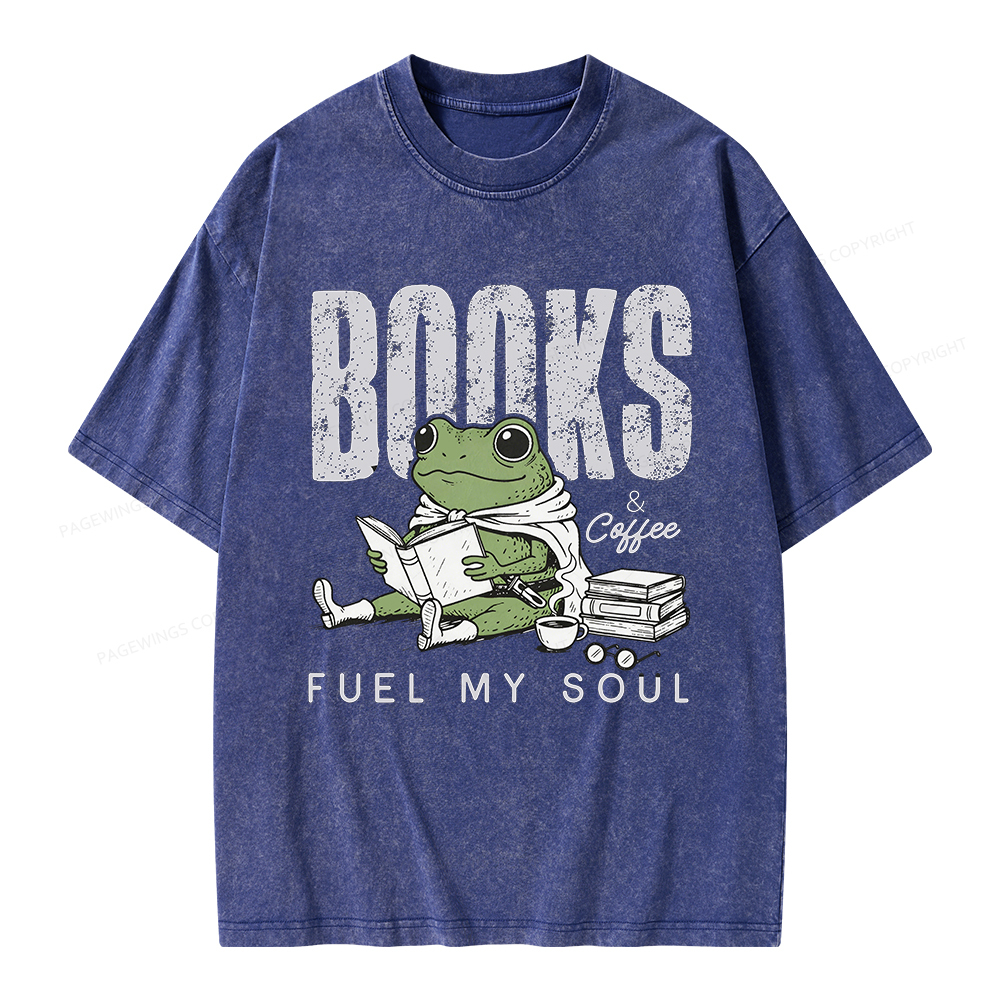 Pagewings Books And Coffee Fuel My Soul Unisex Washed T-shirt