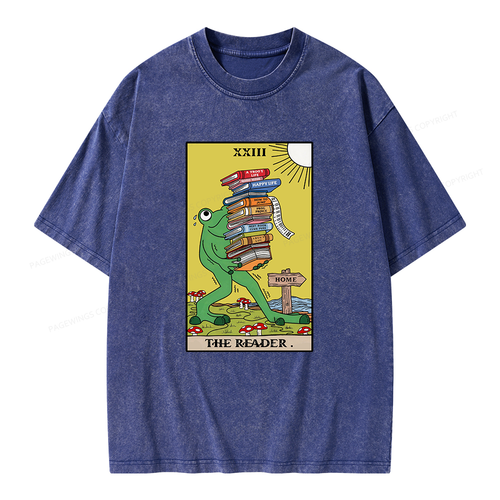 Pagewings Tarot Frog The Reader Unisex Washed T-shirt