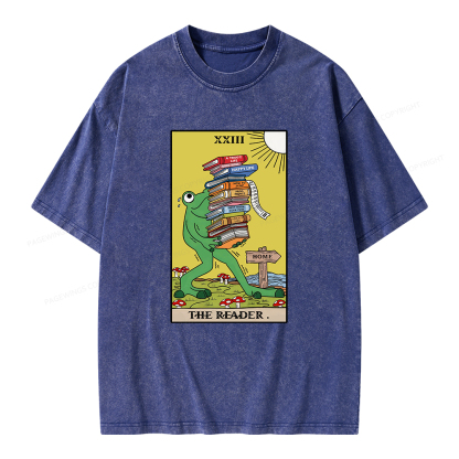 Pagewings Tarot Frog The Reader Unisex Washed T-shirt