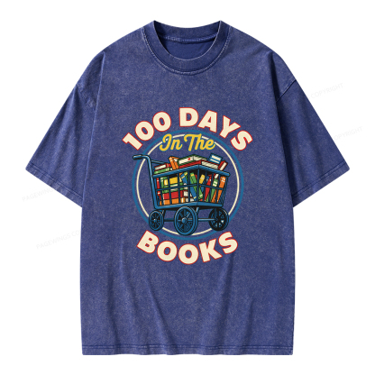 Pagewings 100 Days In The Books Unisex Washed T-shirt