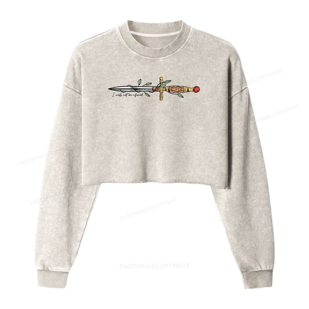 Pagewings I will Not Be Afraid Washed Crop Sweatshirt