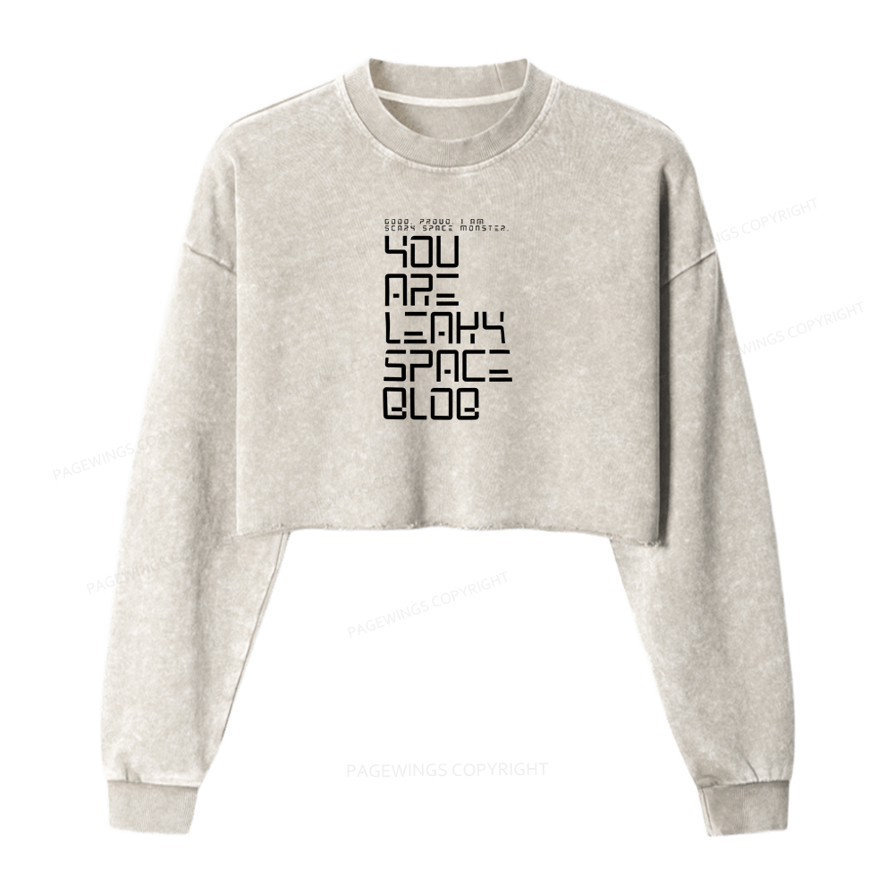 Pagewings Sci-Fi Book Lover Washed Crop Sweatshirt