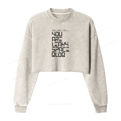 Pagewings Sci-Fi Book Lover Washed Crop Sweatshirt