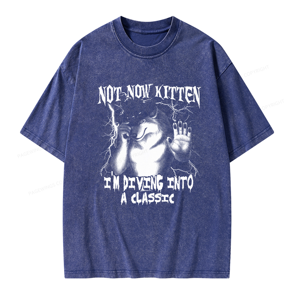 Pagewings Not Now Kitten I’m Diving Into A Classic Unisex Washed T-shirt