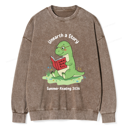 Pagewings Unearth A Story Dinosaur Summer Reading Washed Sweatshirt