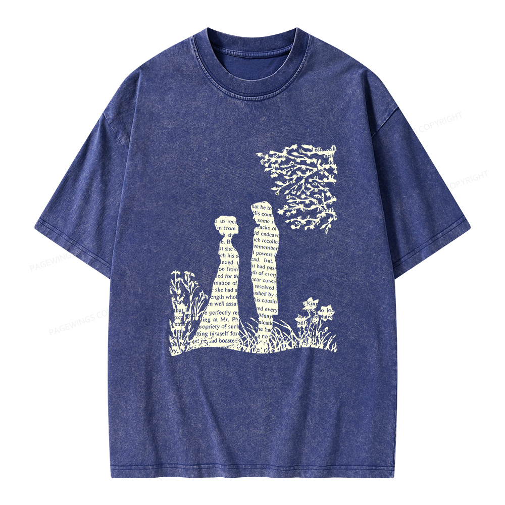 Pagewings Literary Book Lover Unisex Washed T-shirt