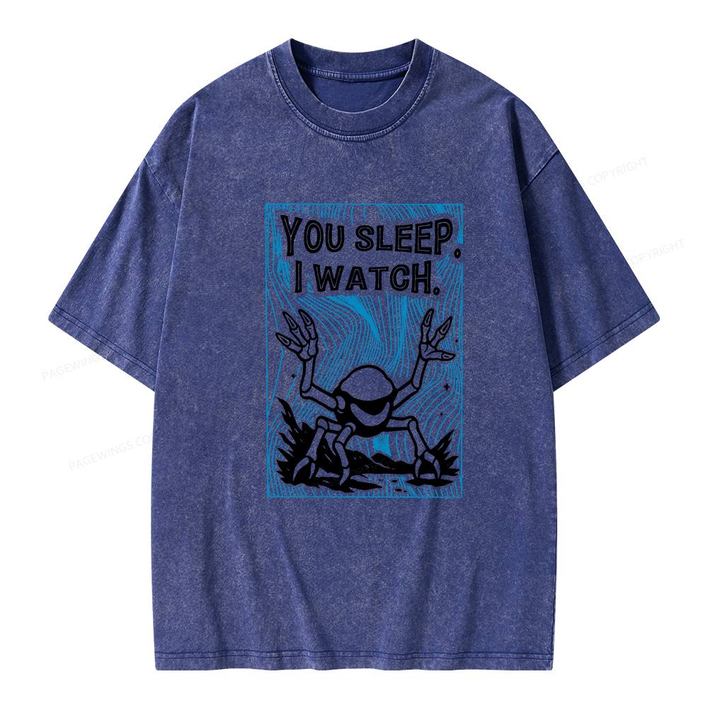 Pagewings You Sleep I Watch Unisex Washed T-shirt