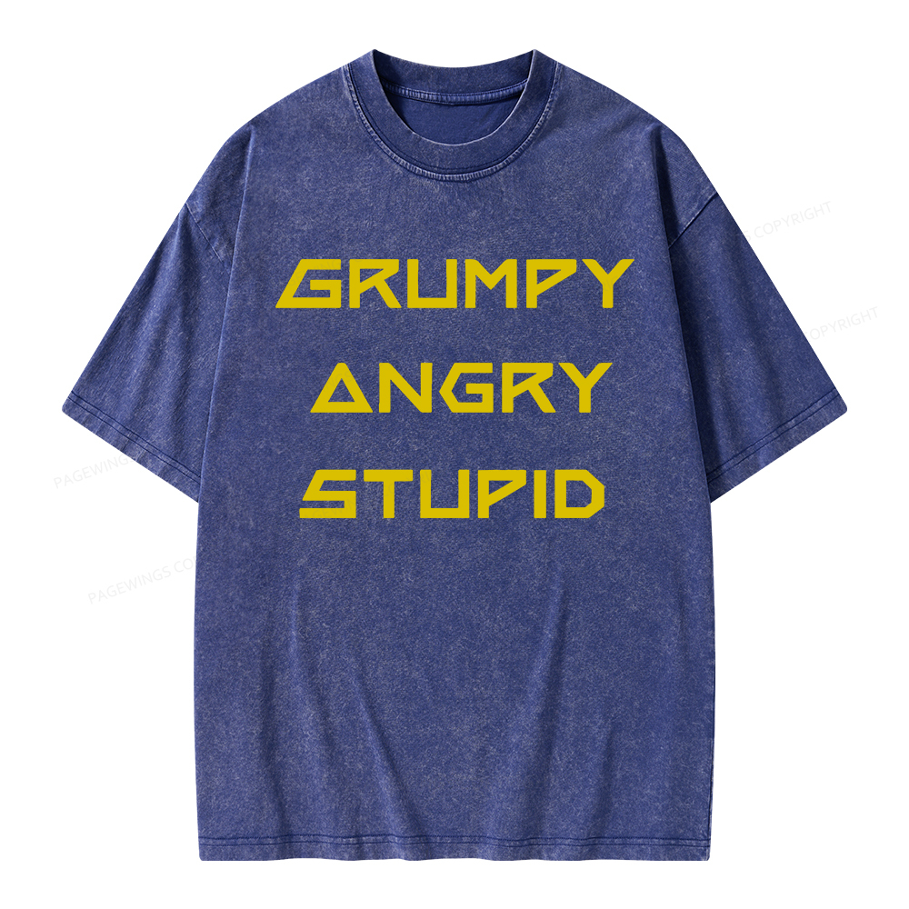 Pagewings Grumpy Angry Stupid Unisex Washed T-shirt