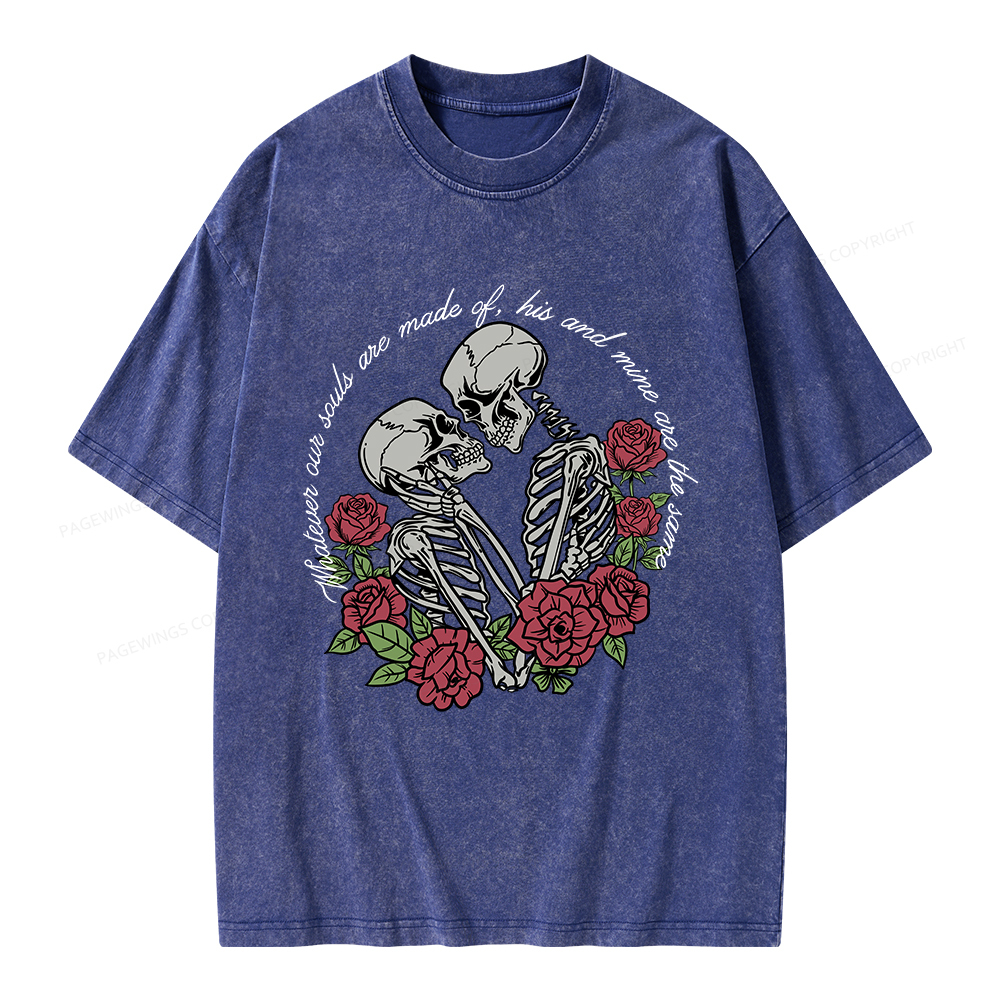 Pagewings Gothic Romance Skeleton Lovers Unisex Washed T-shirt