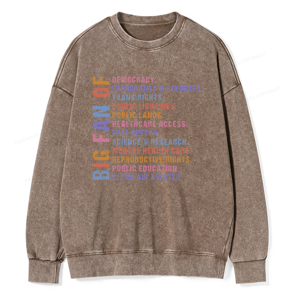Pagewings Big Fan of Human Rights Washed Sweatshirt