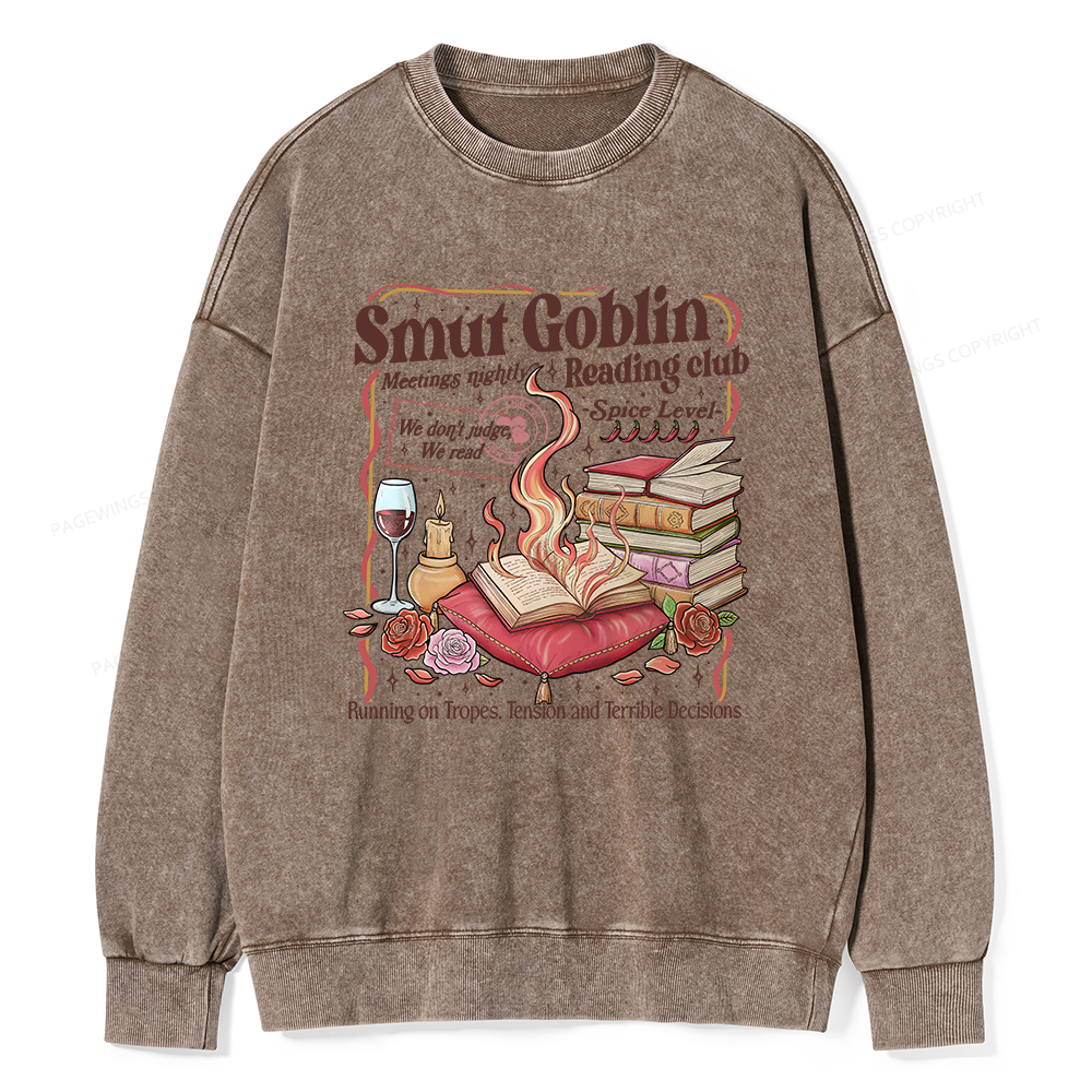 Pagewings Smut Goblin Dark Romance Bookish Washed Sweatshirt