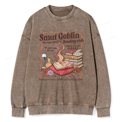 Pagewings Smut Goblin Dark Romance Bookish Washed Sweatshirt