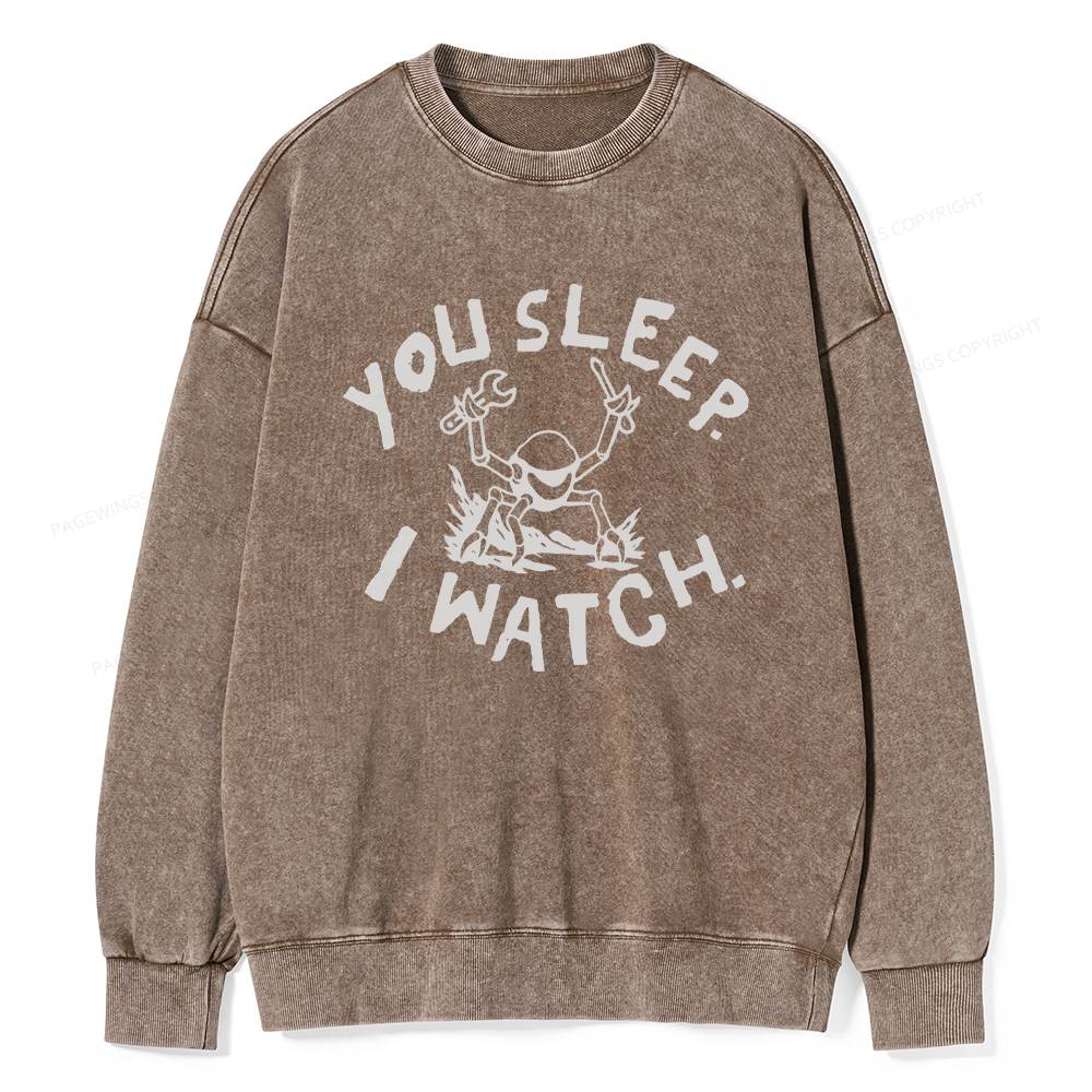 Pagewings You Sleep I Watch Washed Sweatshirt
