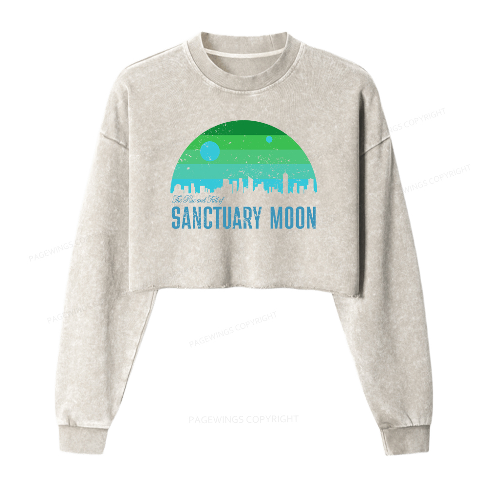 Pagewings The Rise and Fall of Sanctuary Moon Washed Crop Sweatshirt