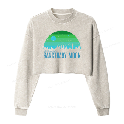 Pagewings The Rise and Fall of Sanctuary Moon Washed Crop Sweatshirt