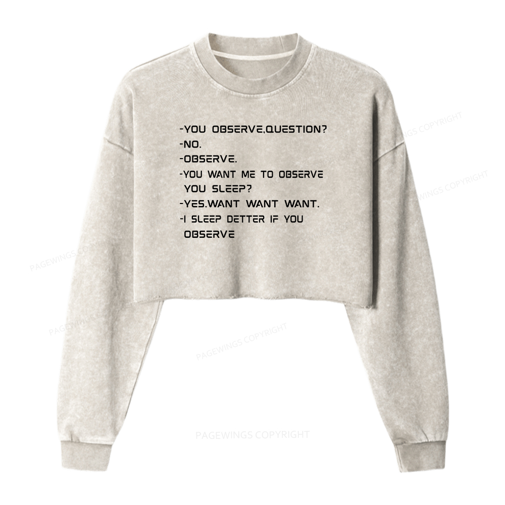 Pagewings Sci-Fi Book Lover Washed Crop Sweatshirt