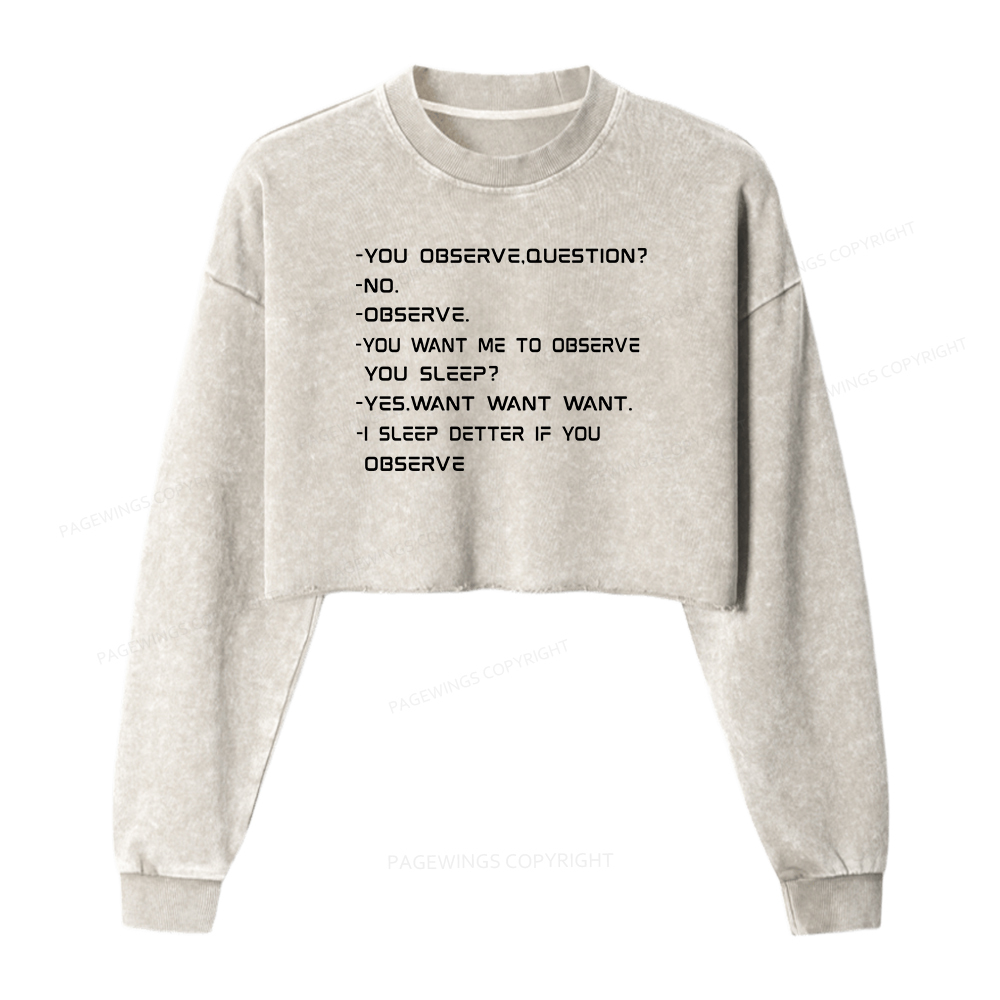 Pagewings Sci-Fi Book Lover Washed Crop Sweatshirt