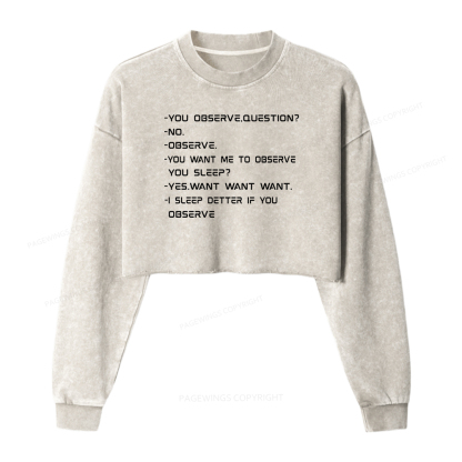 Pagewings Sci-Fi Book Lover Washed Crop Sweatshirt