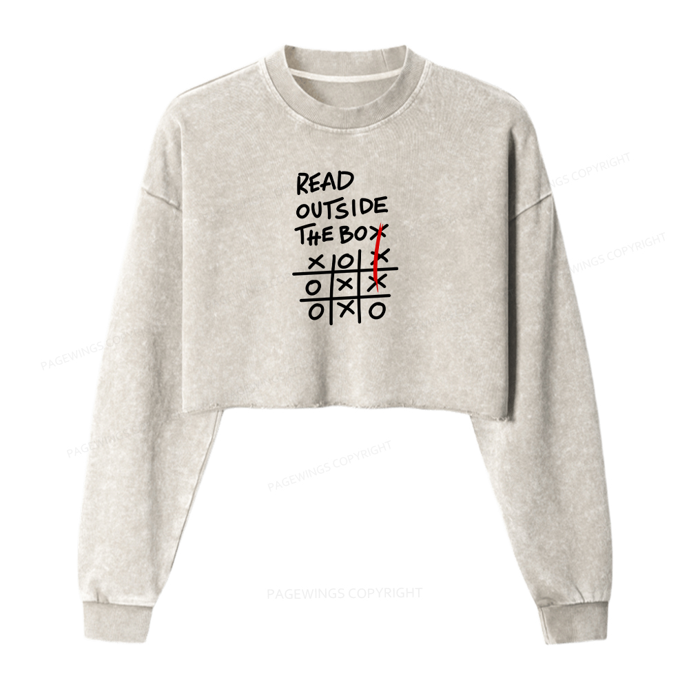 Pagewings Read Outside The Box Washed Crop Sweatshirt