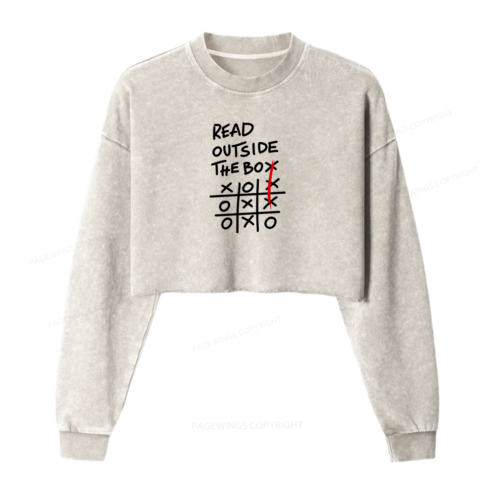 Pagewings Read Outside The Box Washed Crop Sweatshirt