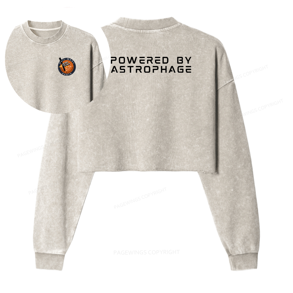 Pagewings Sci-Fi Book Lover Washed Crop Sweatshirt