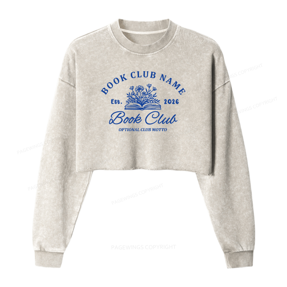 Pagewings Personalized Book Club Washed Crop Sweatshirt