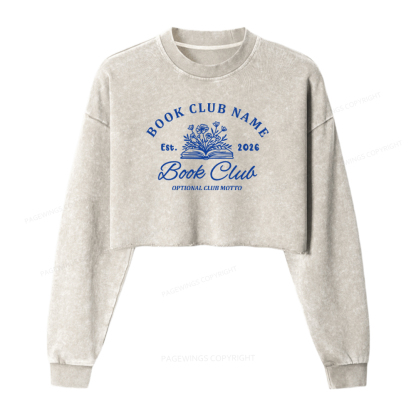 Pagewings Personalized Book Club Washed Crop Sweatshirt