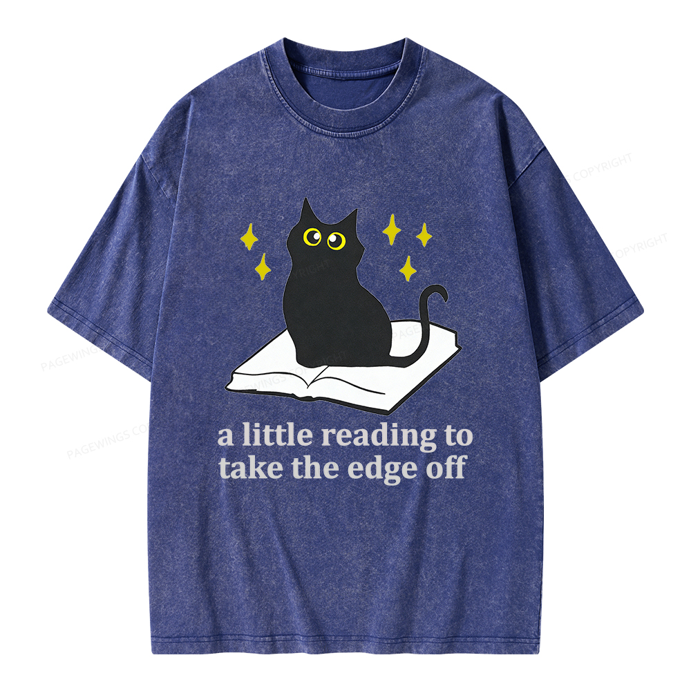 Pagewings A Little Reading To Take The Edge Off  Unisex Washed T-shirt
