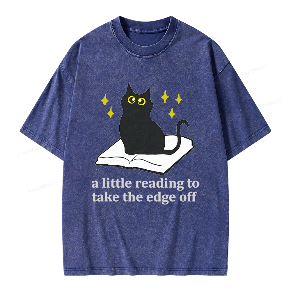 Pagewings A Little Reading To Take The Edge Off  Unisex Washed T-shirt