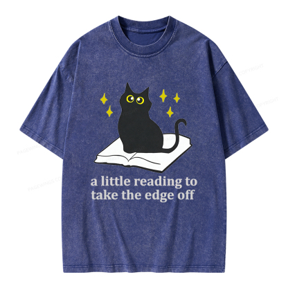 Pagewings A Little Reading To Take The Edge Off  Unisex Washed T-shirt